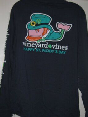 Vineyard Vines St. Patrick's Day Dark Blue Size Medium Shirt Long Sleeve